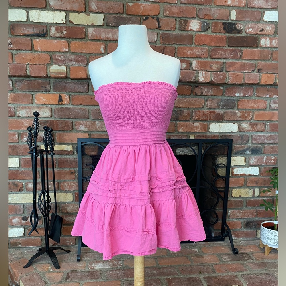 Altar’d State Pink Strapless Smocked Dress
